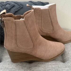 Blowfish Tan Ankle Booties with Wedge Heel
